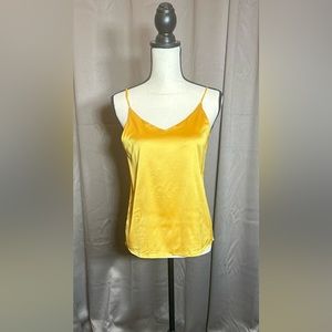Yellow satin camisole/tank top